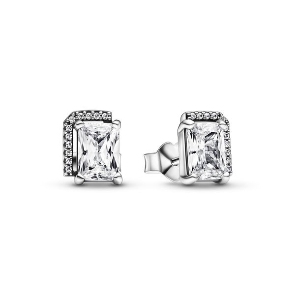 Sterling silver stud earrings with clear cubic zirconia Harmony Jewellers Grimsby, ON