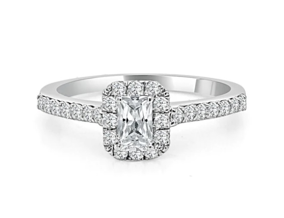 Emerald Cut Halo-Style Diamond Engagement Ring - Propose Tonight! Harris Jeweler Troy, OH
