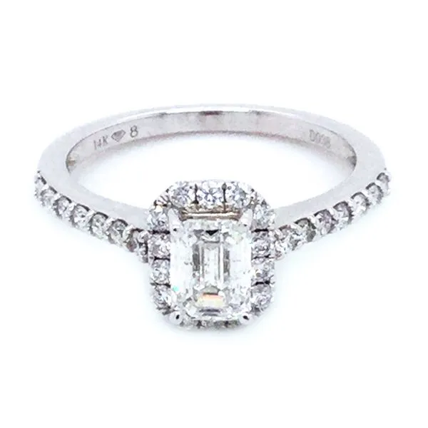1 1/10CT Emerald Cut Halo-Style Diamond Engagement Ring - Propose Tonight! Harris Jeweler Troy, OH