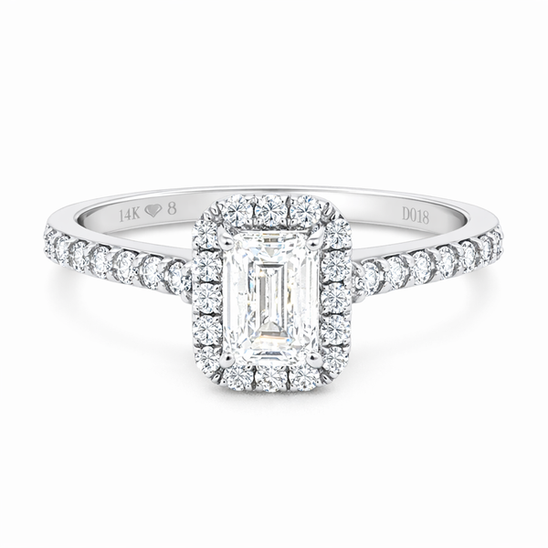 1 1/10CT Emerald Cut Halo-Style Diamond Engagement Ring - Propose Tonight! Harris Jeweler Troy, OH