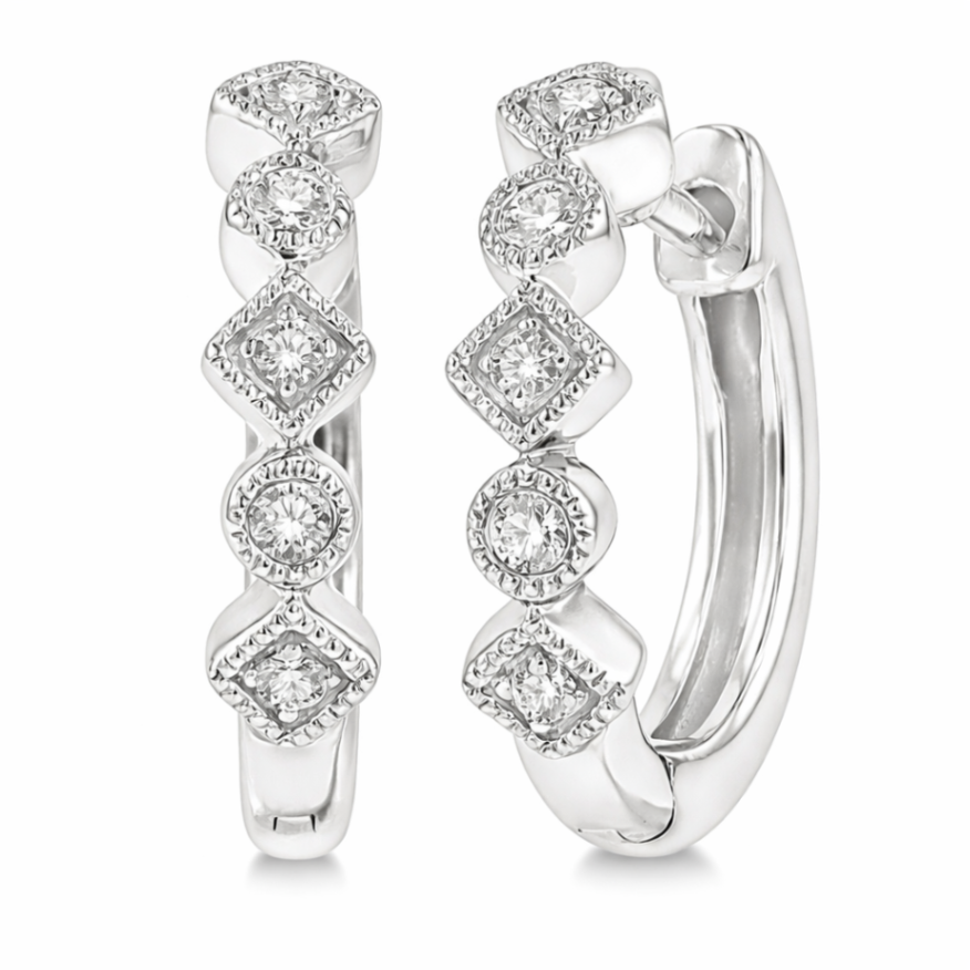 ASHI 10K White Gold Diamond Earrings Harris Jeweler Troy, OH
