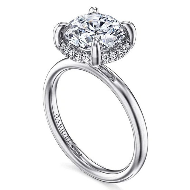 Gabriel & Co Round Diamond Semi-Mount Solitaire Engagement Ring With Hidden Halo Image 2 Harris Jeweler Troy, OH