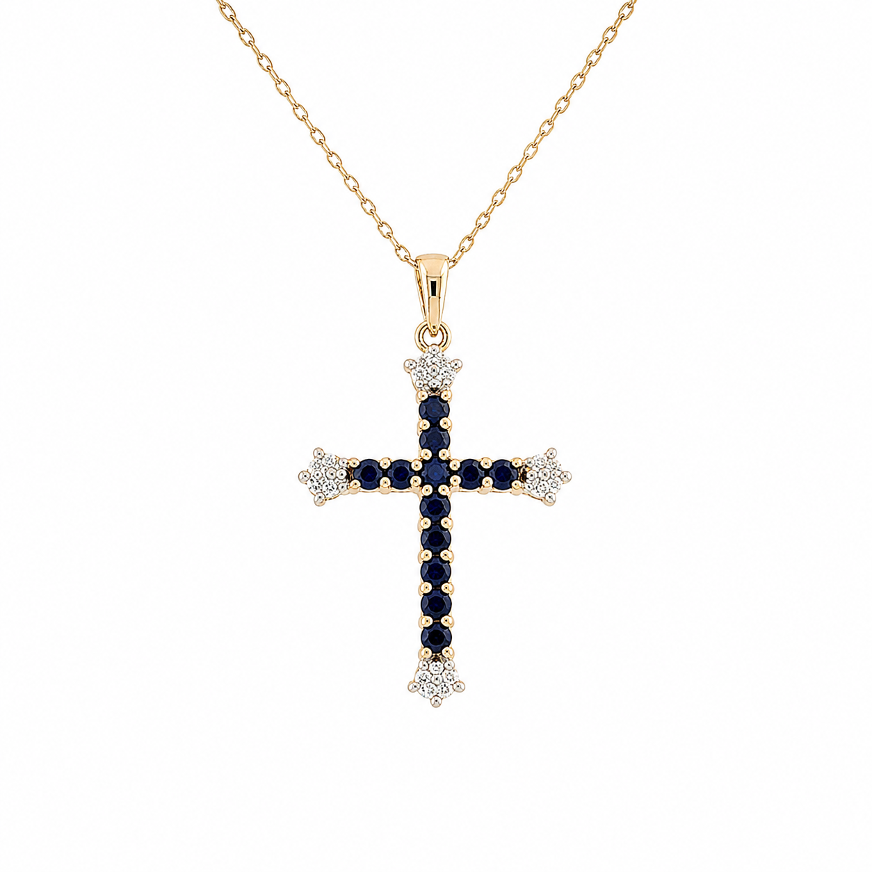 Sapphire and Diamond Estate Cross Necklace Harris Jeweler Troy, OH