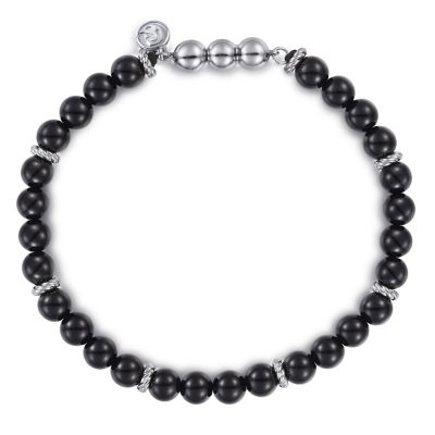 Sterling Silver and Onyx Bead Bracelet Harris Jeweler Troy, OH