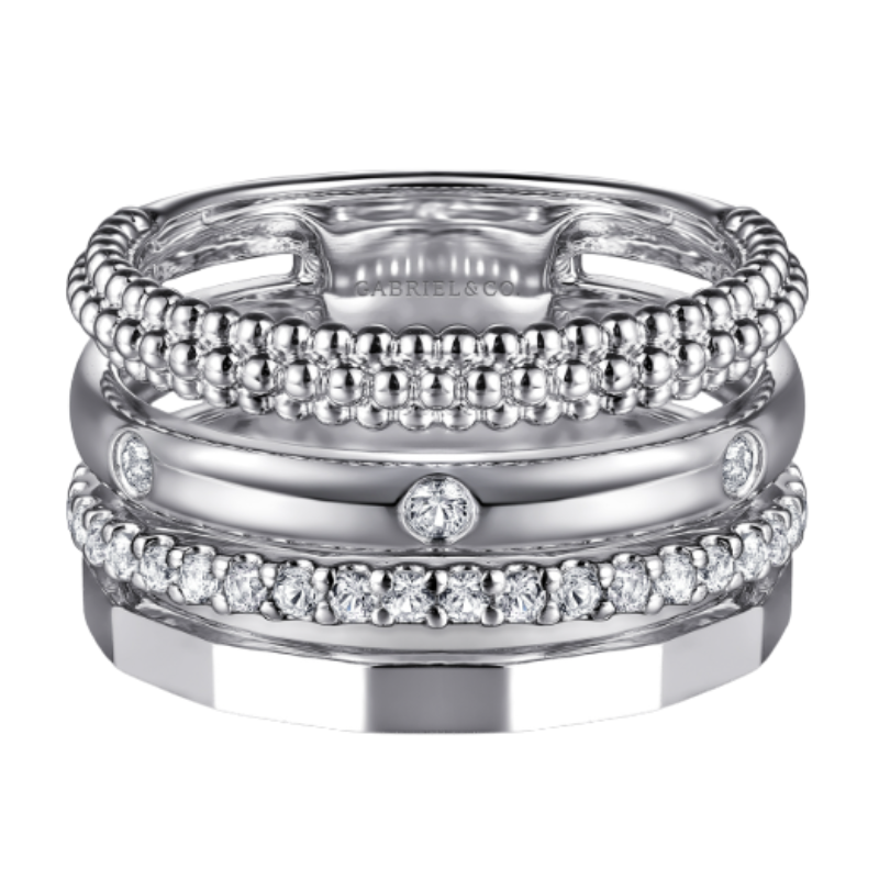 Gabriel & Co Silver Bujukan Criss-Cross Ring Harris Jeweler Troy, OH