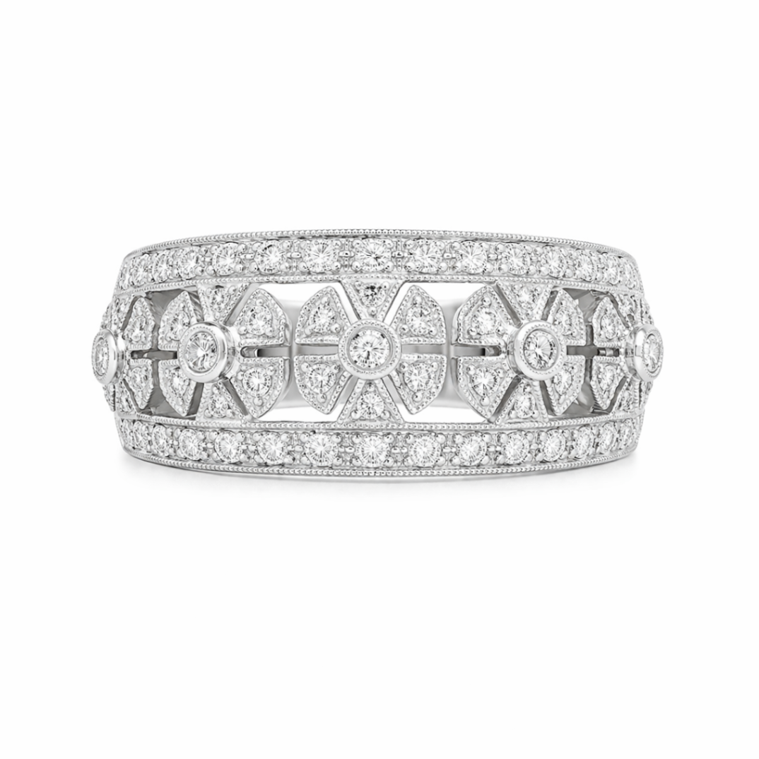Diamond Flower Estate Ring Harris Jeweler Troy, OH