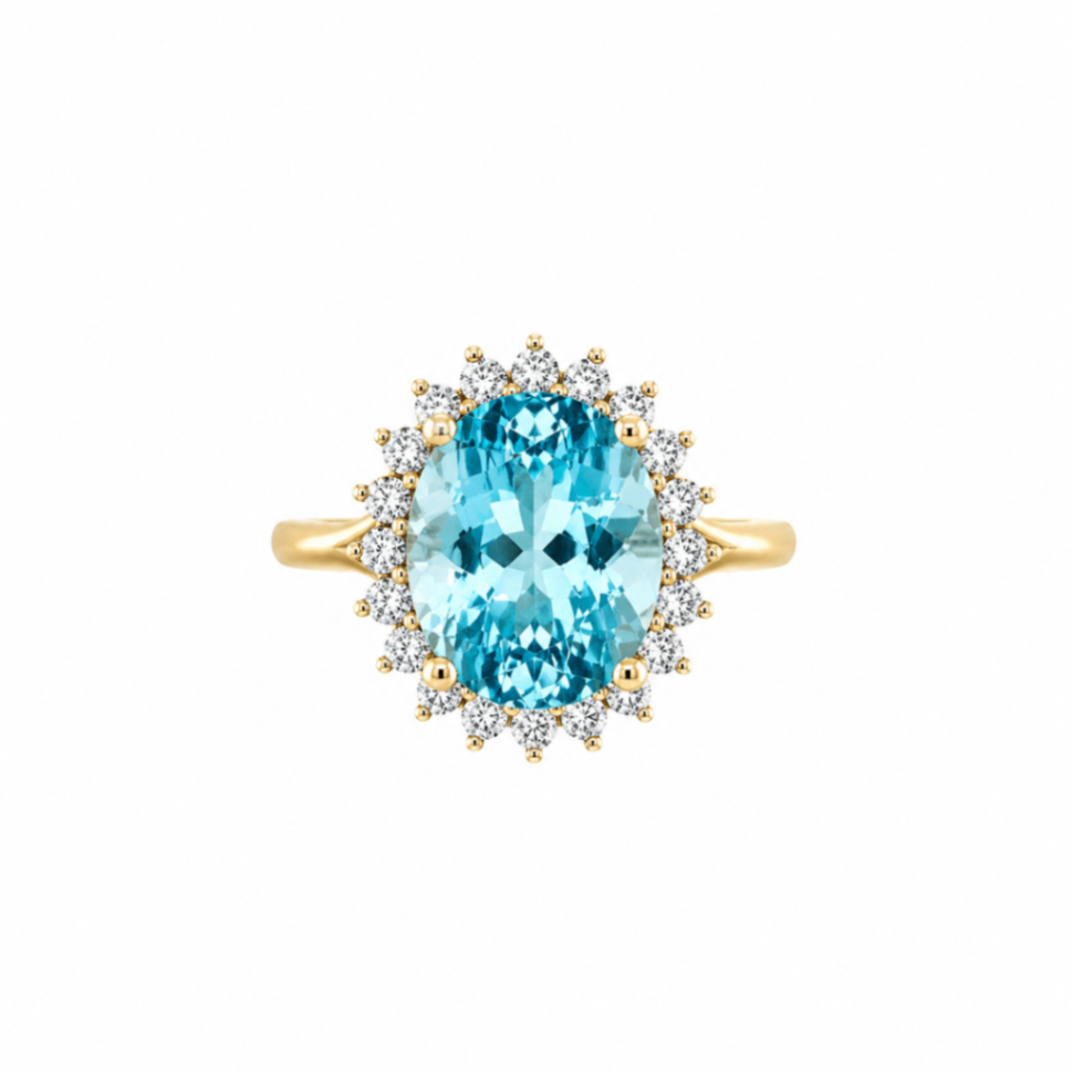 Blue Topaz and Diamond Estate Ring Harris Jeweler Troy, OH