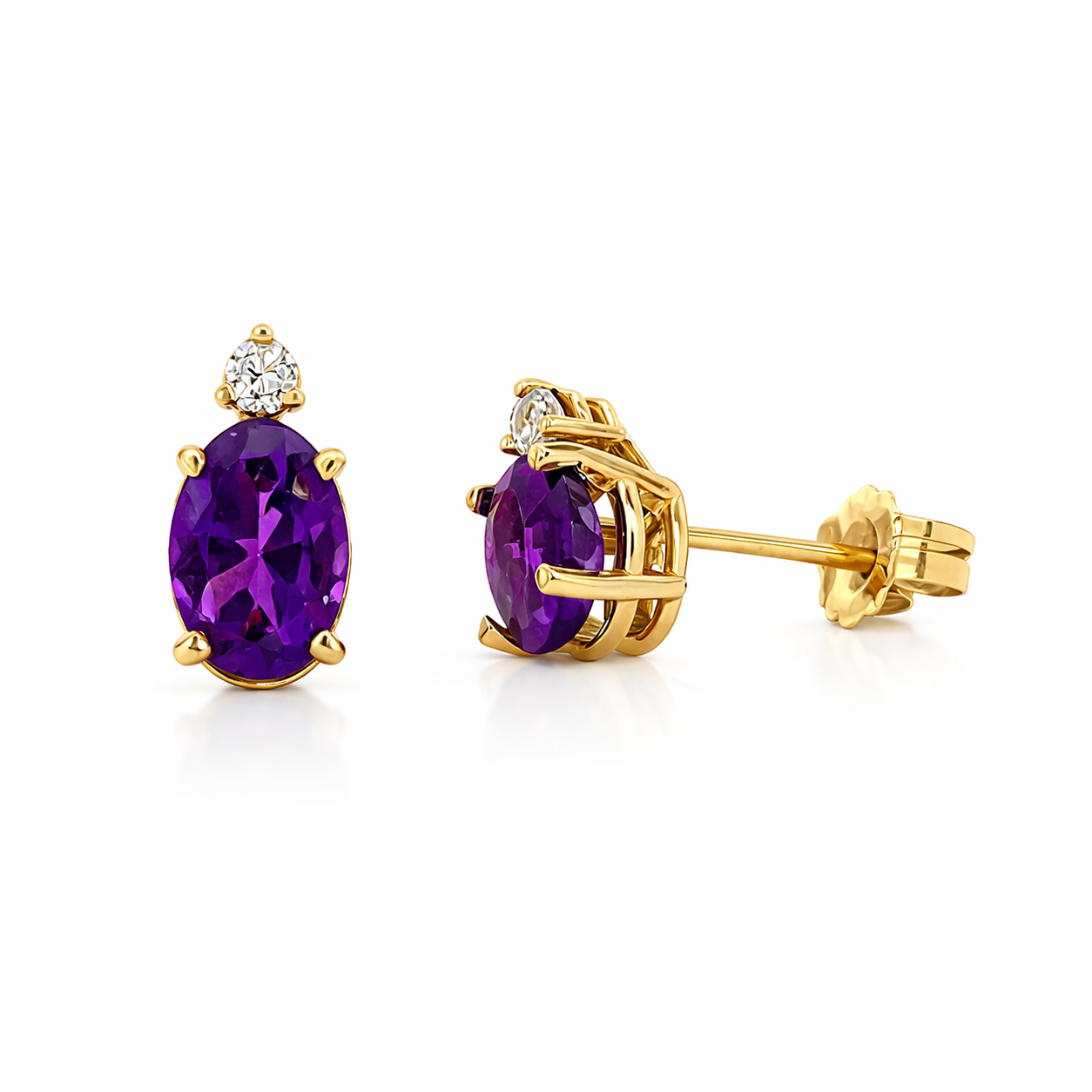 Amethyst and Diamond Estate Stud Earrings Harris Jeweler Troy, OH