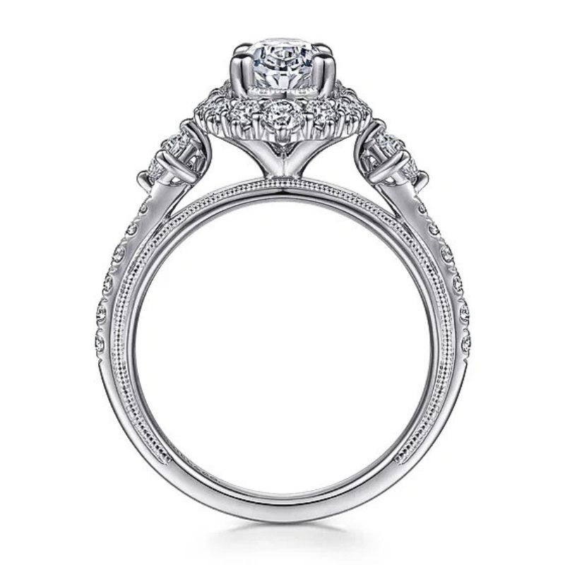 Oval Shape Halo Diamond Gabriel & Co Semi-Mount Engagement Ring Image 3 Harris Jeweler Troy, OH