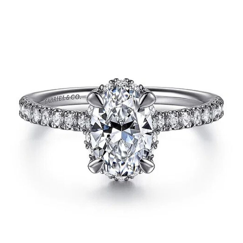 Gabriel & Co Oval Diamond Semi-Mount Engagement Ring With Hidden Halo Harris Jeweler Troy, OH