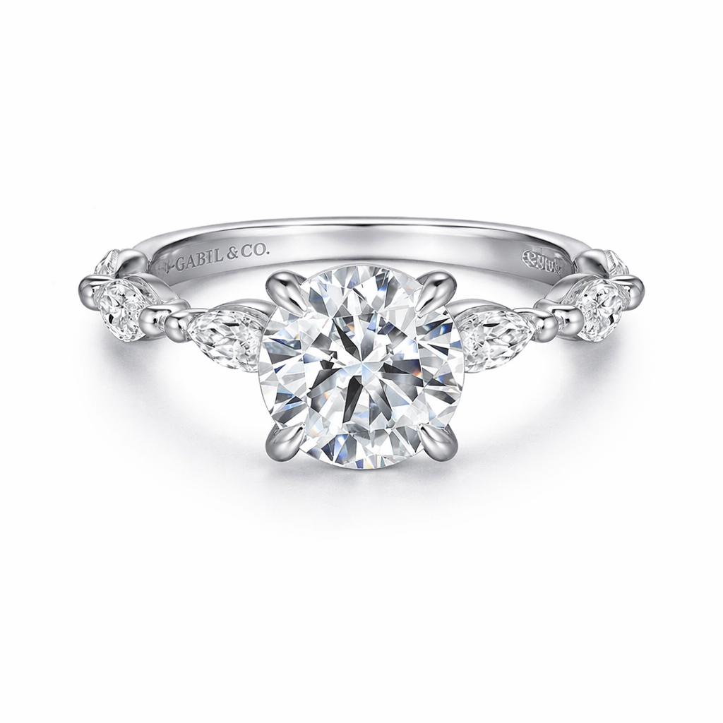Gabriel & Co. Round Brilliant Cut Diamond Semi-Mount Single Prong Style Engagement Ring Harris Jeweler Troy, OH