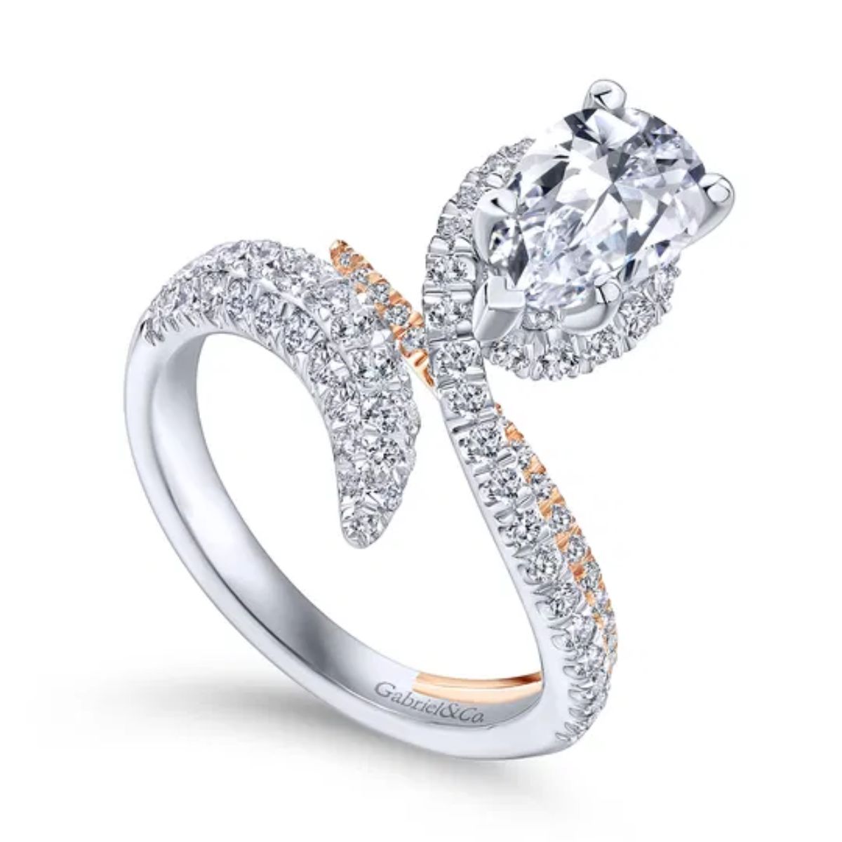 Gabriel & Co. Pear Shape Diamond Semi-Mount Swirl Style Engagement Ring Image 2 Harris Jeweler Troy, OH