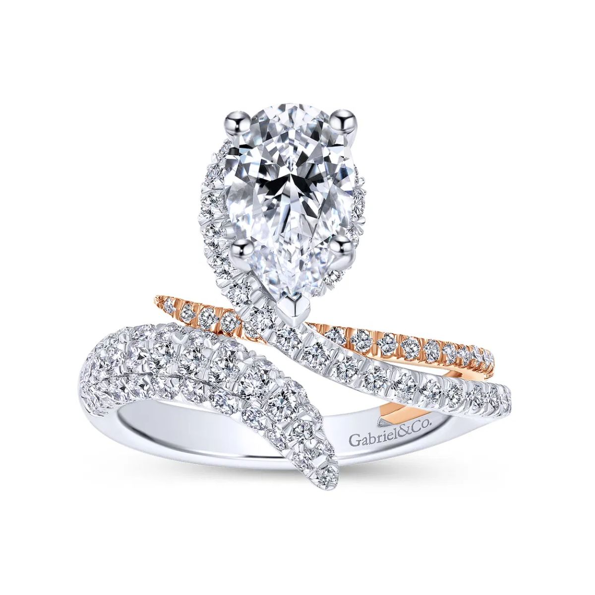 Gabriel & Co. Pear Shape Diamond Semi-Mount Swirl Style Engagement Ring Image 3 Harris Jeweler Troy, OH