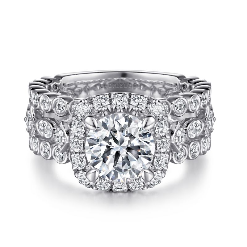 Gabriel & Co. Round Diamond Semi-Mount Halo Style Engagement Ring Harris Jeweler Troy, OH