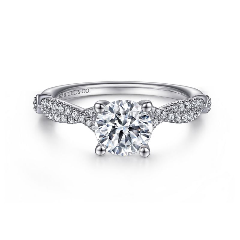 Gabriel & Co. Round Diamond Semi-Mount Criss-Cross Style Engagement Ring Harris Jeweler Troy, OH