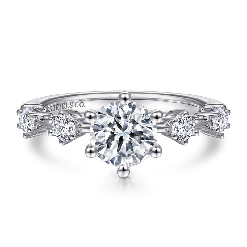 Gabriel & Co. Round Brilliant Cut Diamond Semi-Mount Engagement Ring Harris Jeweler Troy, OH