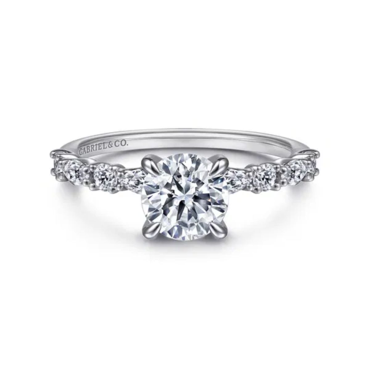 Gabriel & Co. Round Brilliant Cut Diamond Semi-Mount Engagement Ring Harris Jeweler Troy, OH