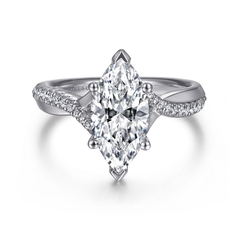 Gabriel & Co Marquise Diamond Semi-Mount Criss-Cross Style Engagement Ring Harris Jeweler Troy, OH