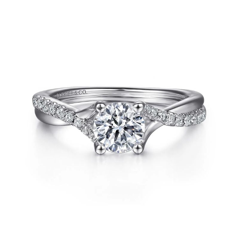 Gabriel & Co. Round Diamond Semi-Mount Criss-Cross Style Engagement Ring Harris Jeweler Troy, OH