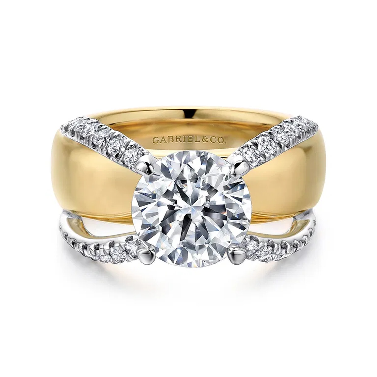 Gabriel & Co. Round Diamond Semi-Mount Cathedral Style Engagement Ring Harris Jeweler Troy, OH