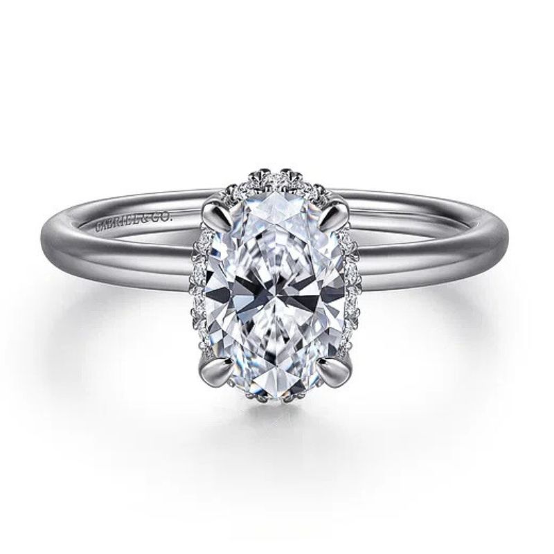 Oval Diamond Gabriel & Co Hidden Halo Semi-Mount Engagement Ring Harris Jeweler Troy, OH