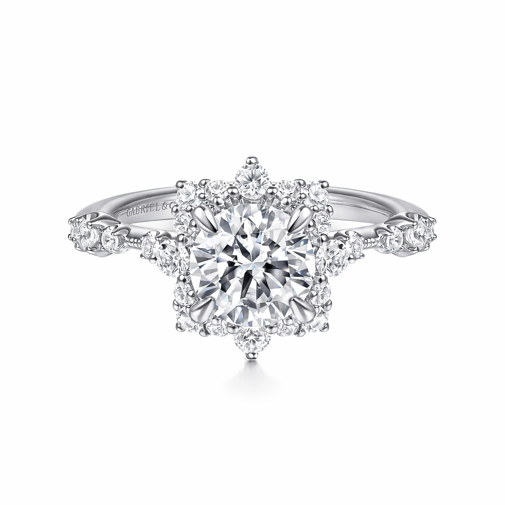 Diamond Halo-Style Semi-Mount Engagement Ring Harris Jeweler Troy, OH
