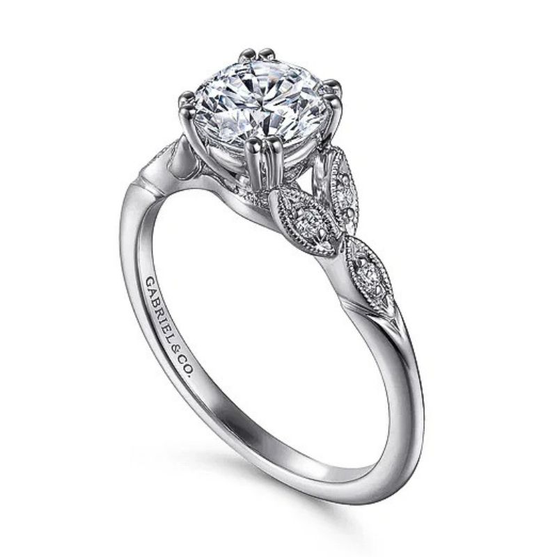 Floral Style Diamond Engagement Ring Semi-Mount Image 3 Harris Jeweler Troy, OH