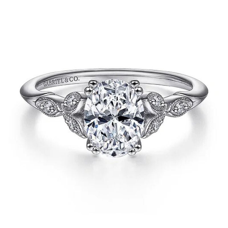 Oval Diamond Floral Style Engagement Ring Semi-Mount Harris Jeweler Troy, OH