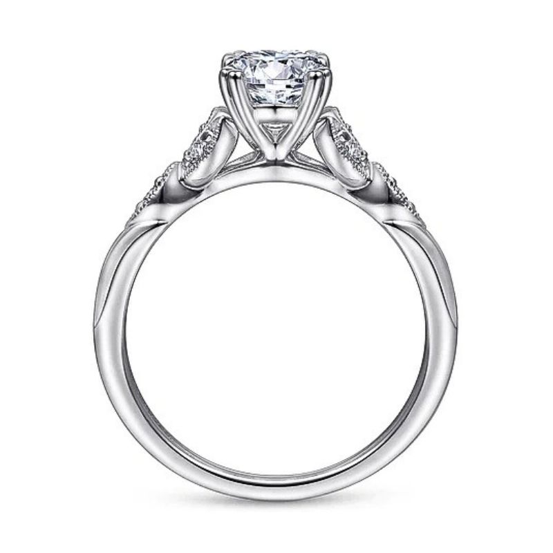 Oval Diamond Floral Style Engagement Ring Semi-Mount Image 3 Harris Jeweler Troy, OH