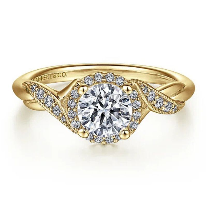 Round Diamond Halo-Style and Twisted Shank Engagement Ring Semi-Mount Harris Jeweler Troy, OH