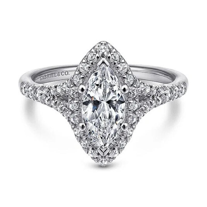 Marquise Cut Diamond Halo-Style Engagement Ring Semi-Mount Harris Jeweler Troy, OH