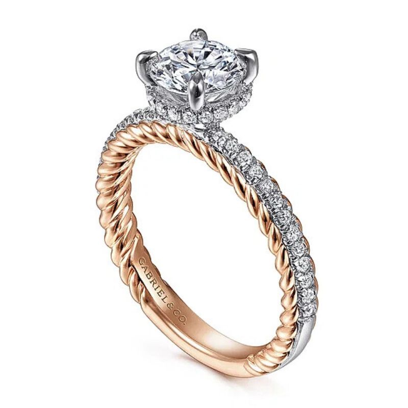 Rose and White Gold Round Diamond Engagement Ring Semi-Mount Image 2 Harris Jeweler Troy, OH