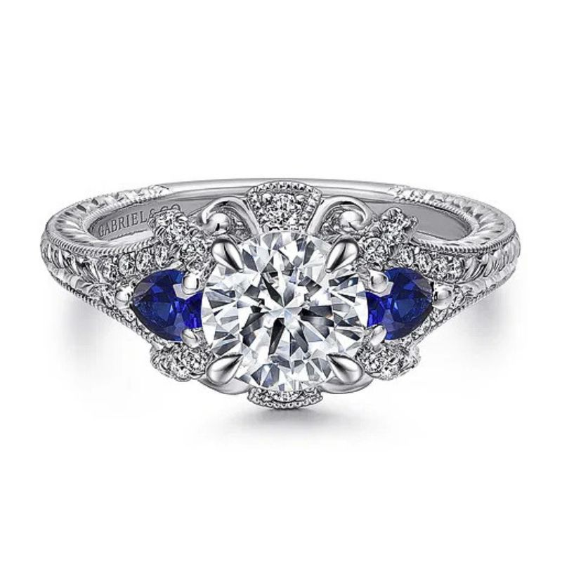 Diamond and Sapphire Engagement Ring Semi-Mount Harris Jeweler Troy, OH