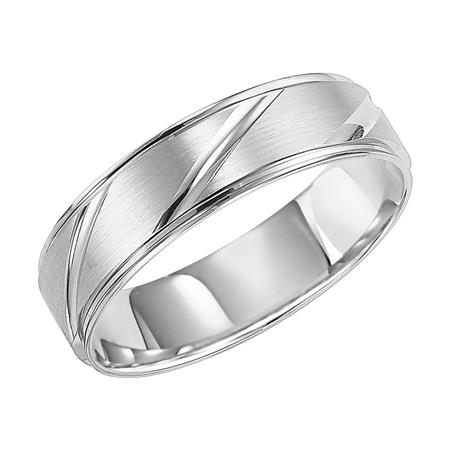 GOLDMA 14K White Gold Gold Men's Wedding Band Image 2 Harris Jeweler Troy, OH