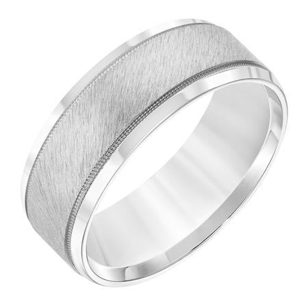 GOLDMA 14K White Gold Gold Men's Wedding Band Image 2 Harris Jeweler Troy, OH