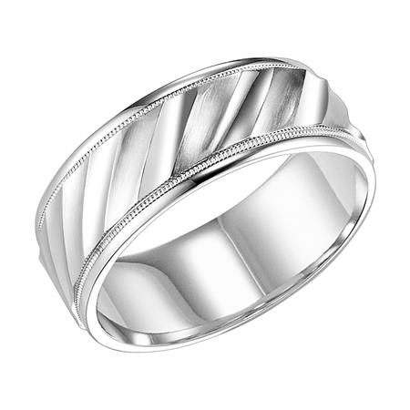 GOLDMA 14K White Gold Gold Men's Wedding Band Image 2 Harris Jeweler Troy, OH