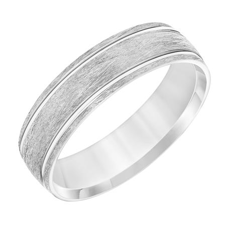 GOLDMA 14K White Gold Gold Men's Wedding Band Image 2 Harris Jeweler Troy, OH