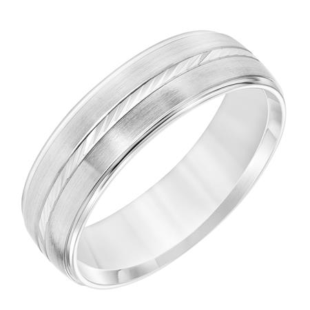 GOLDMA 14K White Gold Gold Men's Wedding Band Image 2 Harris Jeweler Troy, OH