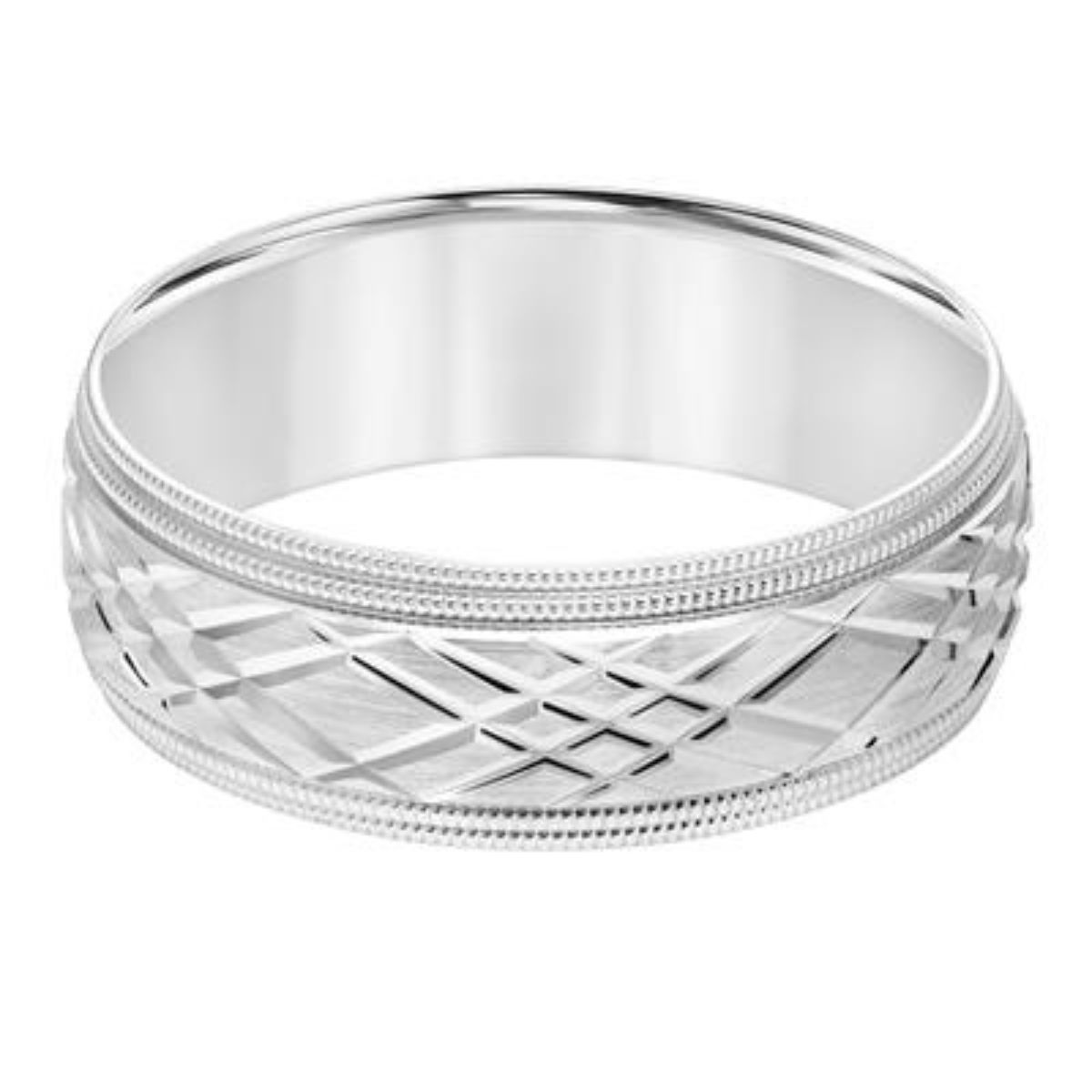 GOLDMA 14K White Gold Gold Men's Wedding Band Harris Jeweler Troy, OH