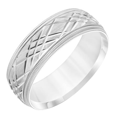 GOLDMA 14K White Gold Gold Men's Wedding Band Image 2 Harris Jeweler Troy, OH
