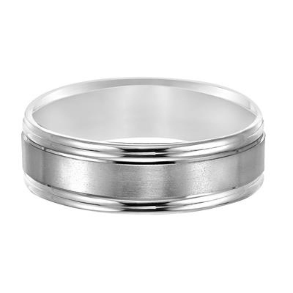 GOLDMA 14K White Gold Gold Men's Wedding Band Image 2 Harris Jeweler Troy, OH