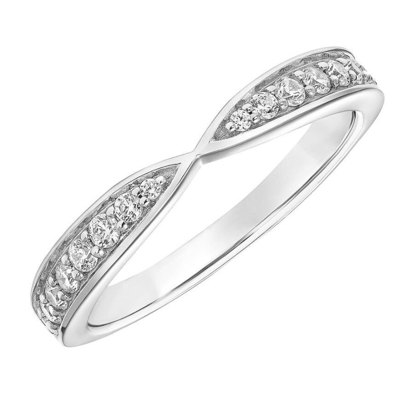 Diamond Wedding Band With a Pinched Shank Image 2 Harris Jeweler Troy, OH