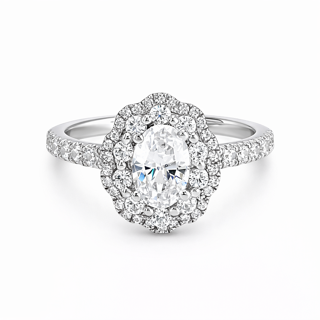 14K White Gold Halo Semi-Mount Engagement Rings Harris Jeweler Troy, OH