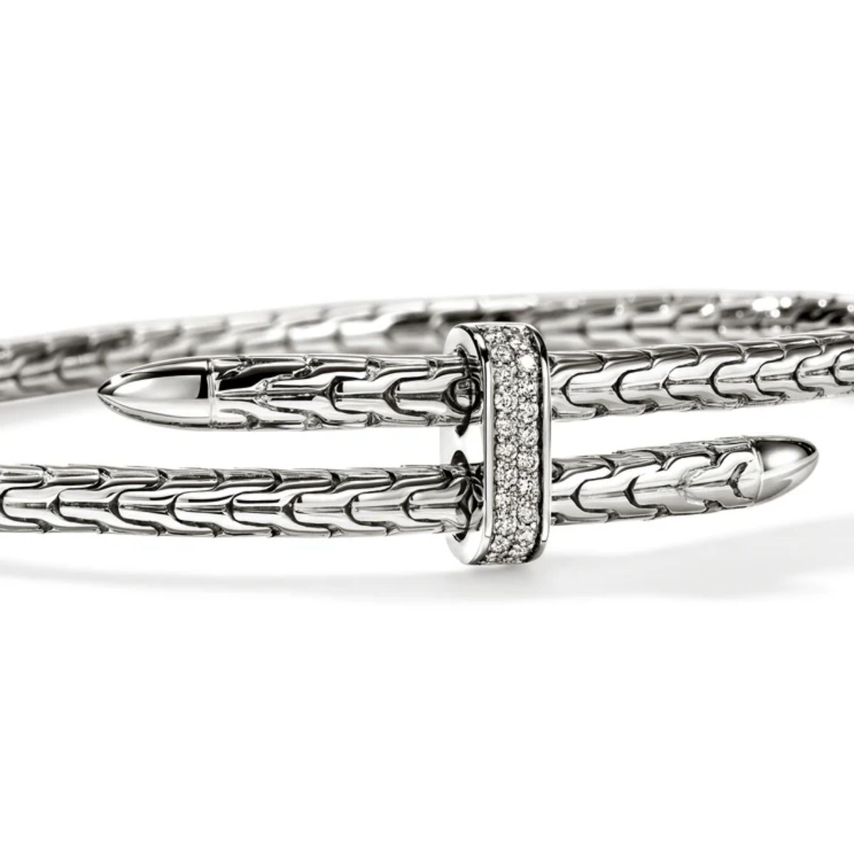 John Hardy Diamond Flex Cuff Bypass Spear Bracelet Harris Jeweler Troy, OH