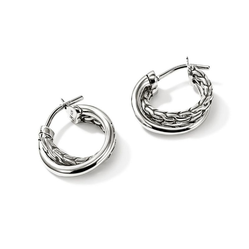 John Hardy Essentials Crossover Hoop Earrings Image 2 Harris Jeweler Troy, OH