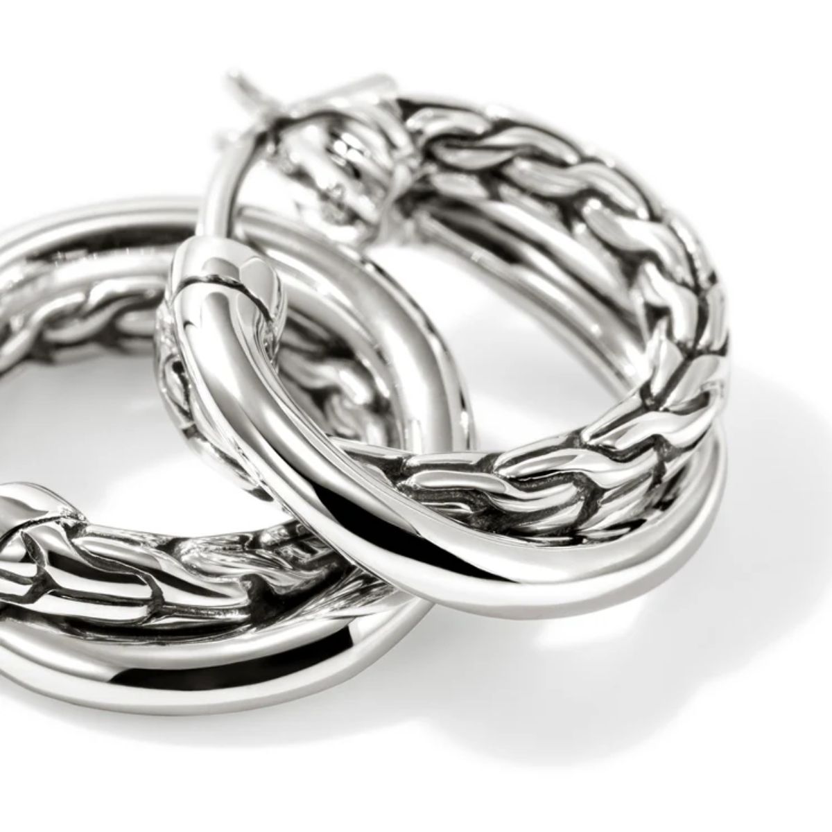 John Hardy Essentials Crossover Hoop Earrings Image 3 Harris Jeweler Troy, OH