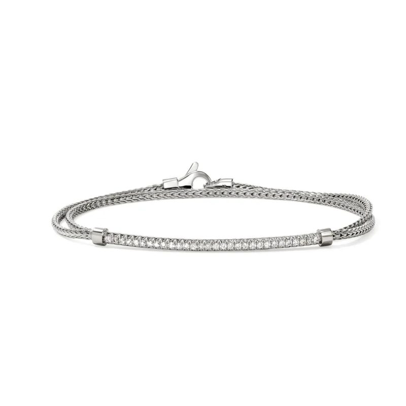John Hardy Essentials Pave Diamond Bar Bracelet Harris Jeweler Troy, OH