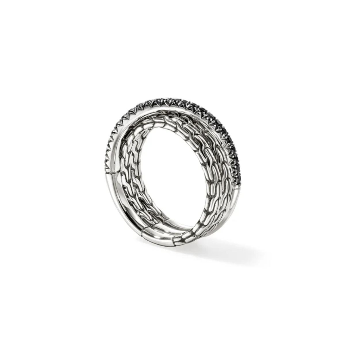 John Hardy Essentials Black Sapphire Crossover Ring Image 2 Harris Jeweler Troy, OH