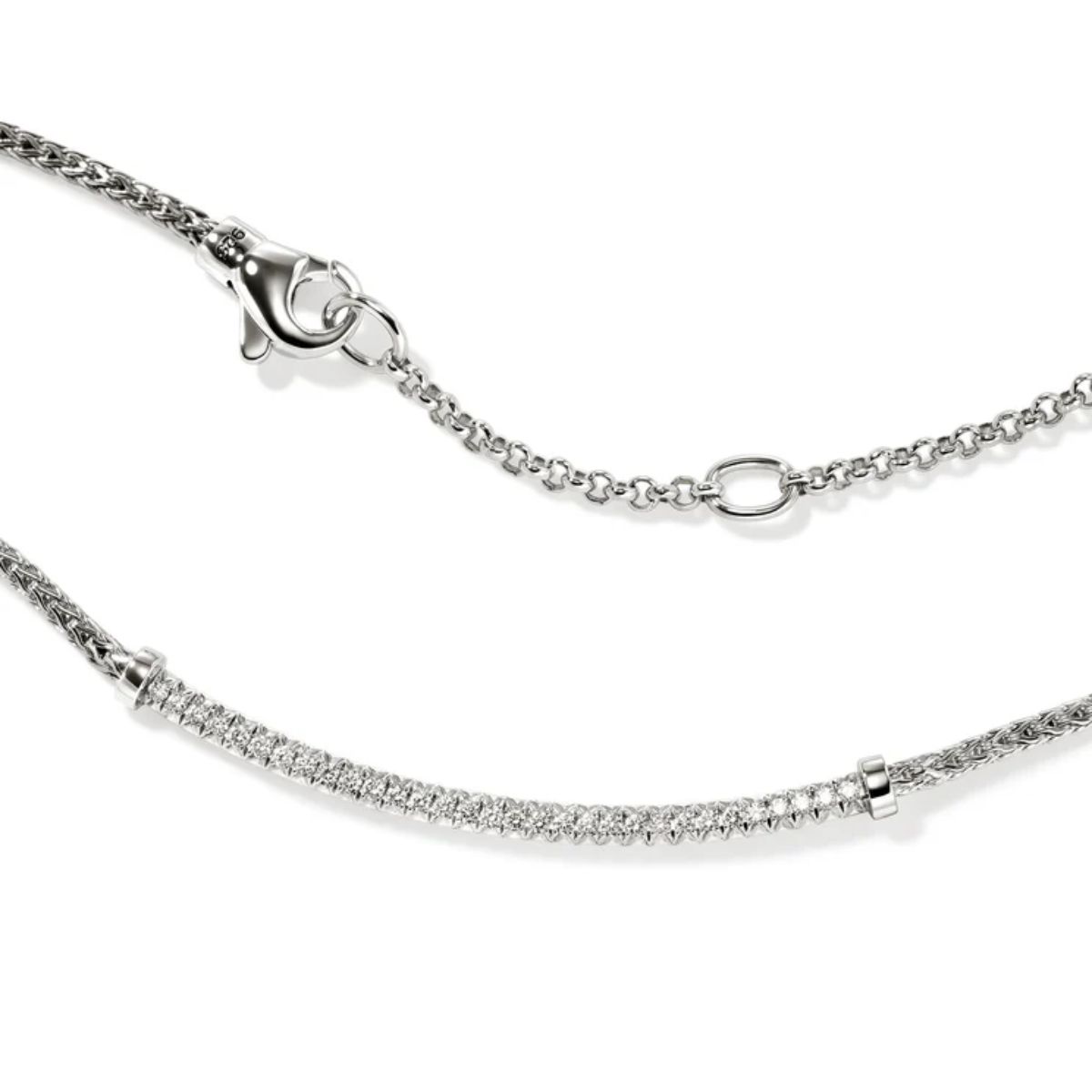 John Hardy Essentials Pave Diamond Bar Necklace Image 2 Harris Jeweler Troy, OH
