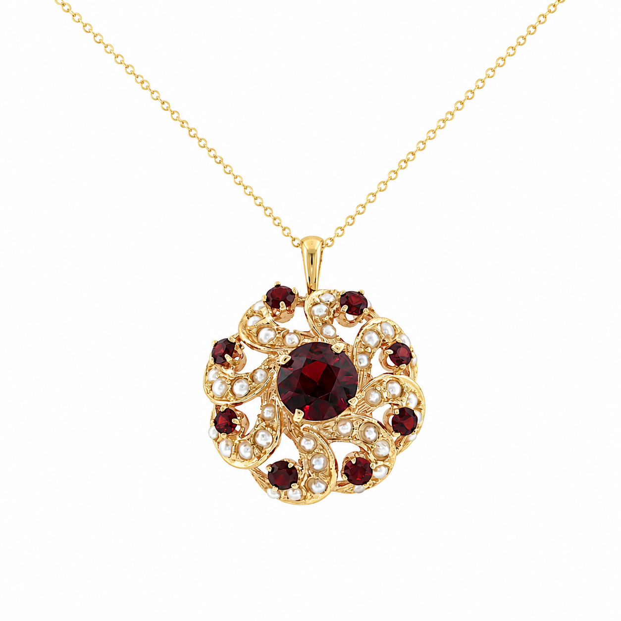 Garnet and Seed Pearl Victorian-Style Estate Pendant Harris Jeweler Troy, OH